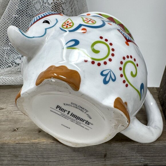 Hand-Painted Elephant Mug By Pier 1 Imports - Picture 6 of 7